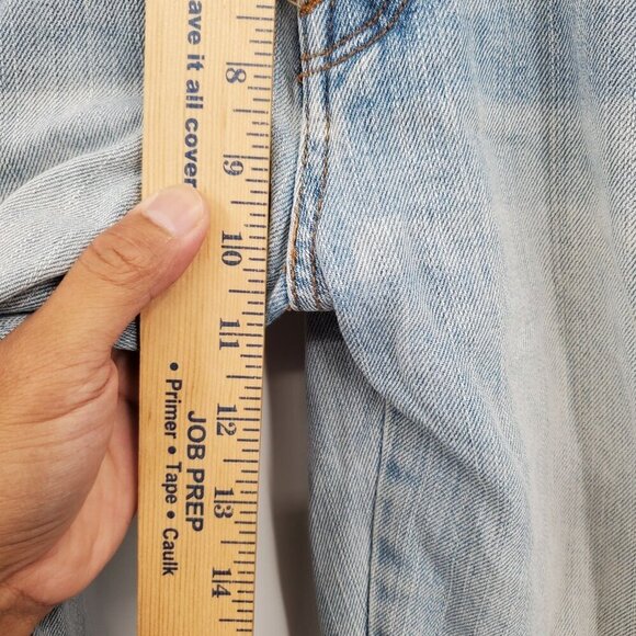 American Eagle Vintage Hi Rise Two Tone Frayed Hem Button Fly Jeans Women Size 8 - Picture 12 of 16